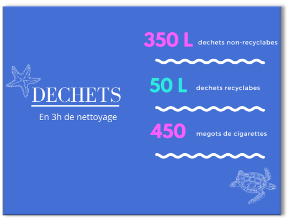 350 litres déchets non recyclables, 50 L recyclables, près de 450 mégots de cigarettes